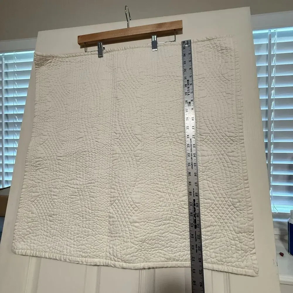 (2) Restoration Hardware 26x26 Quilted Pillow Covers Set Cream Thick 100% Cotton